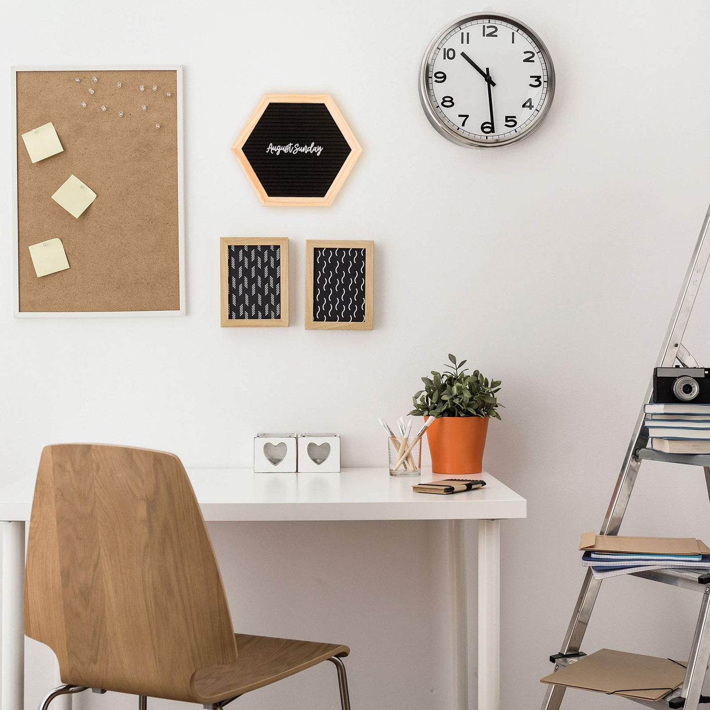 Whaline Double Sided Felt Letter Board Kit with 510 Letters Wooden Stand Bag Hexagon Felt Letter Boards for Home Baby Nursery School Classroom Teaching Tool Office
