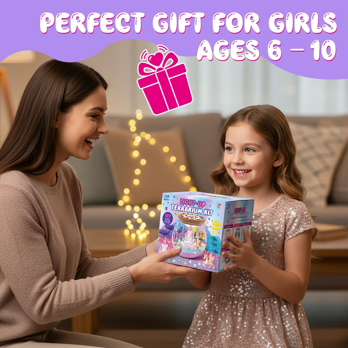 Unicorn Terrarium Crafts Kit for Kids: LED Night Light-Up DIY Toys with Remote – Fun Birthday Gifts for Girls Ages 5 6 7 8 9 10 Years Old – Creative Arts & Crafts Activity Set