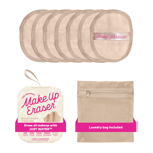 The Original MakeUp Eraser 7-Day Set, Erase All Makeup With Just Water, Including Waterproof Mascara, Eyeliner, Foundation, Lipstick, Sunscreen, and More! (Sweet Cream), 7ct