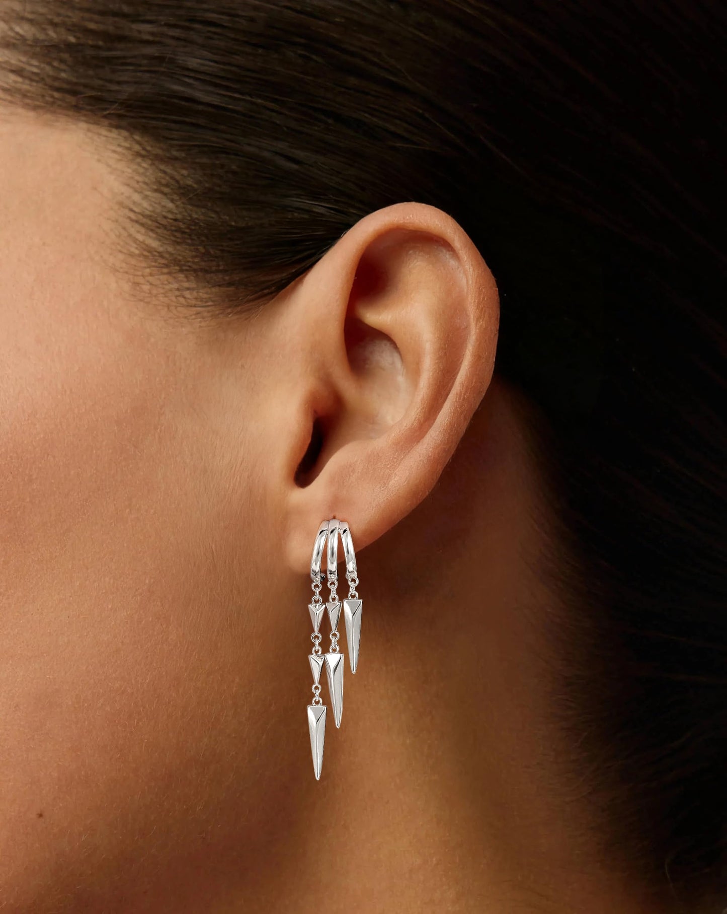 Freekiss Silver Hypoallergenic Stud Dangle Earrings for Women, Dainty Minimalist Long Drop Illusion Huggie Hoop Earrings Set, Simple 925 Sterling Silver Plated Womens Jewelry