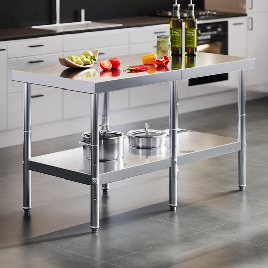 Albott 30x60in Stainless Steel Table, Kitchen Prep Table with Adjustable Undershelf, NSF Certified Metal Surface for Home Kitchen, Restaurant, Hotel, and Garage