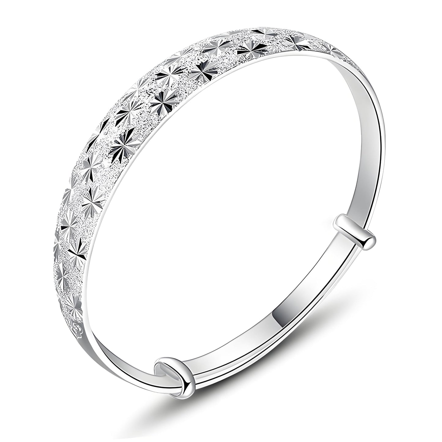 Sterling Silver Bangle Bracelets for Women, Handmade Bracelet for Women, Birthday Gifts for Women, Mom Gifts (Silver-2)