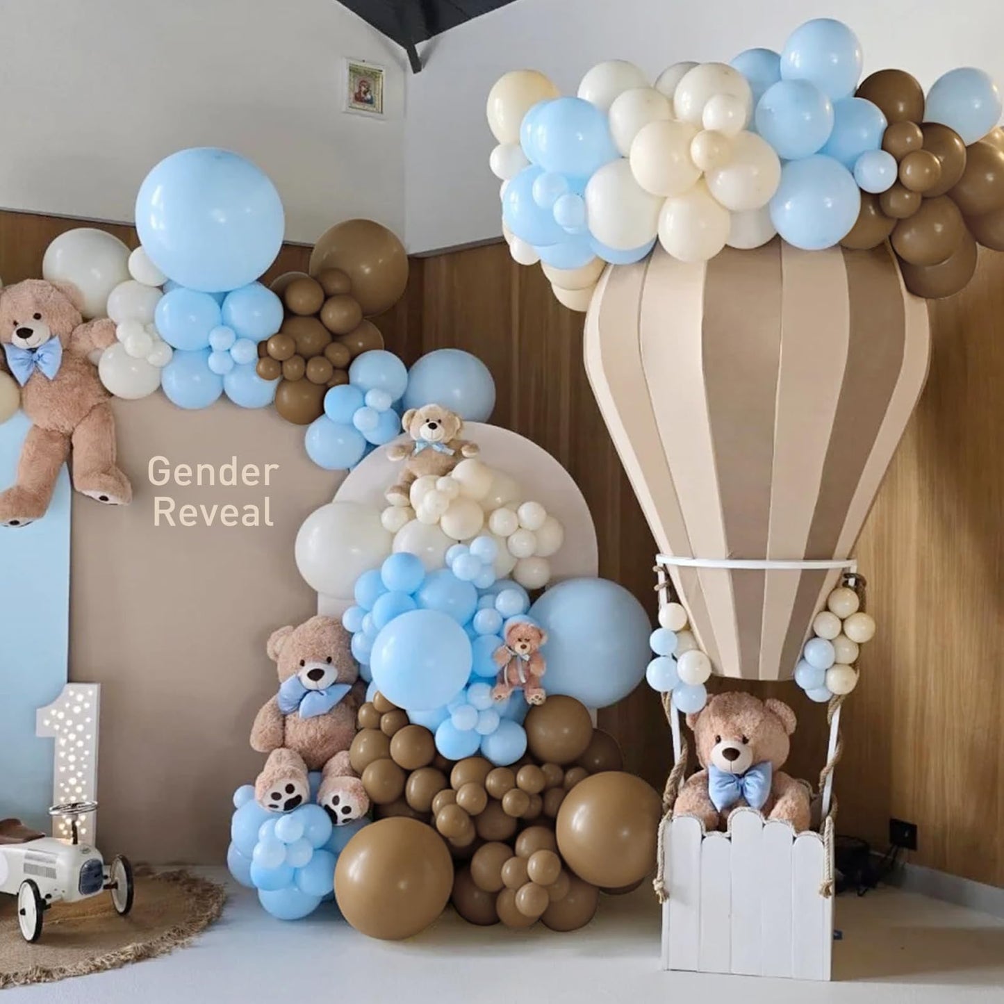 MEBAY Dusty Blue Brown White Balloon Arch Kit, 166Pcs Boho Dark Brown Pastel Blue Sand White and Nude Balloons Garland for Baby Shower Gender Reveal Birthday Party Decoration