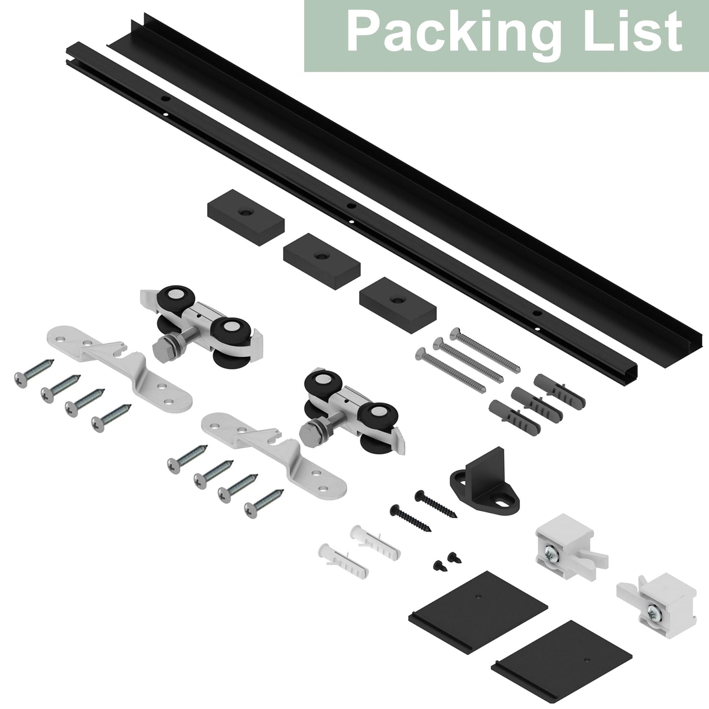 SongYung 5FT Barn Door Hardware Kit, Low Clearance Aluminium Alloy Box Rail Track Hardware Kit, Sliding Door Track for Interior Single Wooden Door,Black