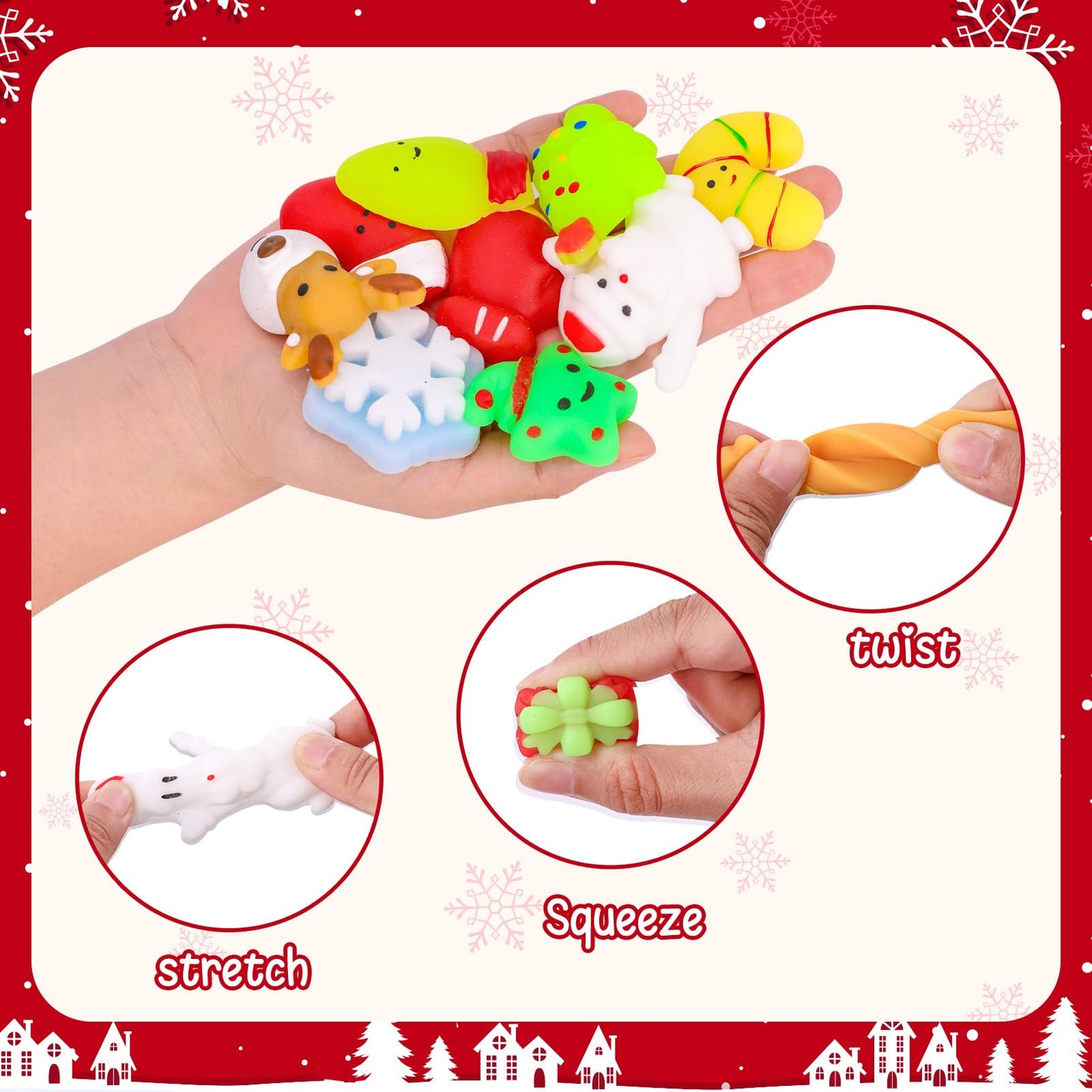 MGparty 48 PCS Christmas Squishies Mochi Squishies Toys for Kids Christmas Stocking Stuffers Party Favor Goodie Bag Filler Bulk