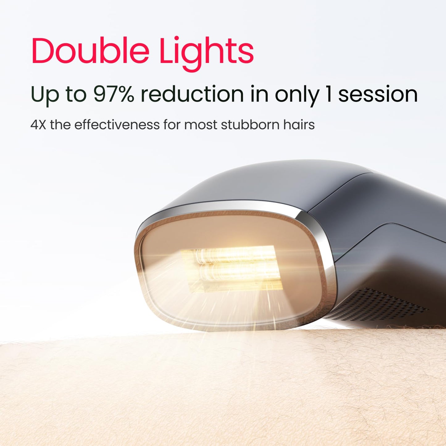 Dual Lights 100W, 4-Pulse IPL Laser Hair Removal, Comfort 16.6 cm² Sapphire Ice-Cooling 35°F, PHR Mode for Stubborn Hair, Effective, Hair Removal Device for Women and Men (Blue Grey)