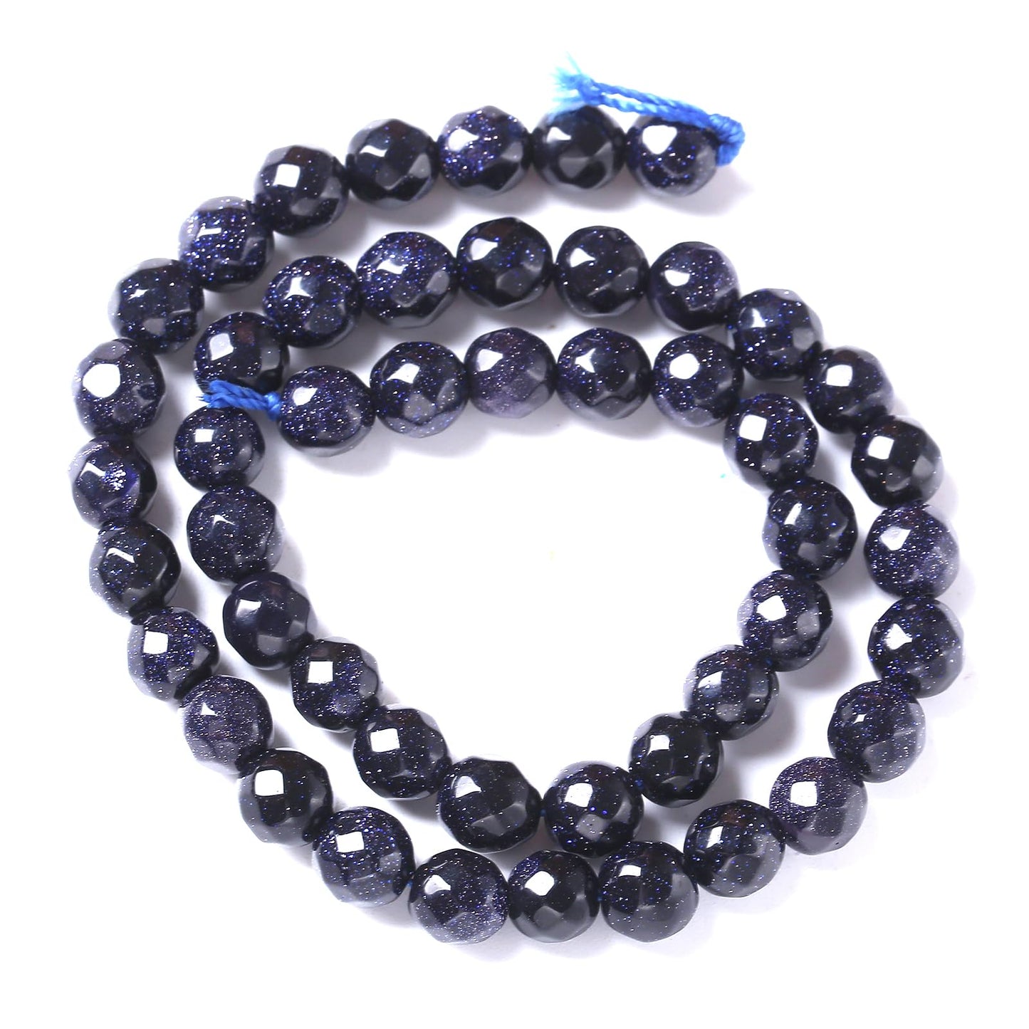 10mm 36pcs Natural Blue Sandstone Faceted Stone Beads for Jewelry Making DIY Bracelet Necklace Accessories 15" Energy Healing Power Stone Beads (Faceted Blue Sandstone, 10mm)