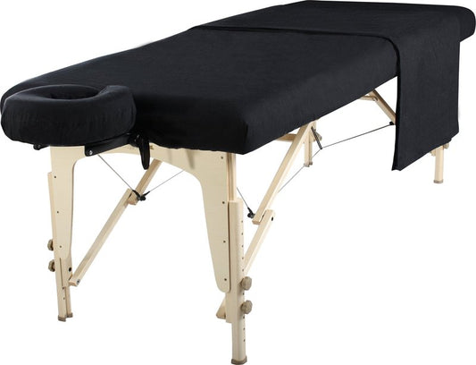 Master Massage Cotton Flannel Sheets Set (3 Piece Set) Massage Table Cover Set, Beauty Salon SPA Bed Replacement Cover, Includes Table Cover, Face Cushion Cover, Table Sheet, Black
