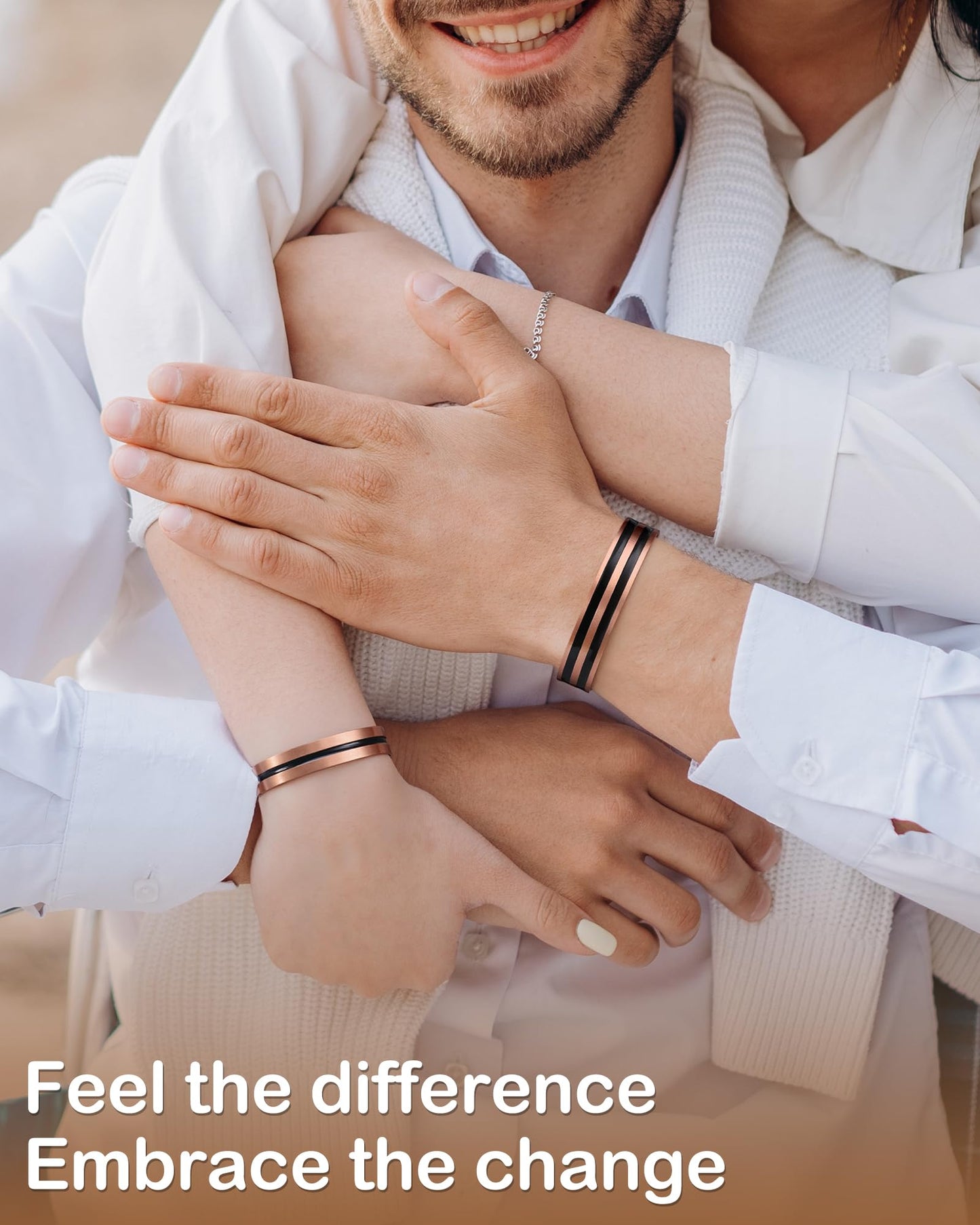Feraco Copper Bracelet for Men Women, 12X Enhanced Strength Magnetic Bracelet with 3800 Gauss Neodymium Magnets, Pure Copper Cuff Bangle, Adjustable Jewelry Gift (Black Pulse)