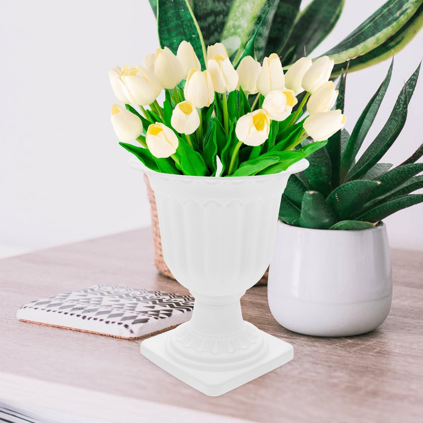 Abaodam Small Detachable Roman Style Planter 16.53X5.51X6.69In Decorative Garden Flower Pot for Succulents Porch Patio Indoor Outdoor Use