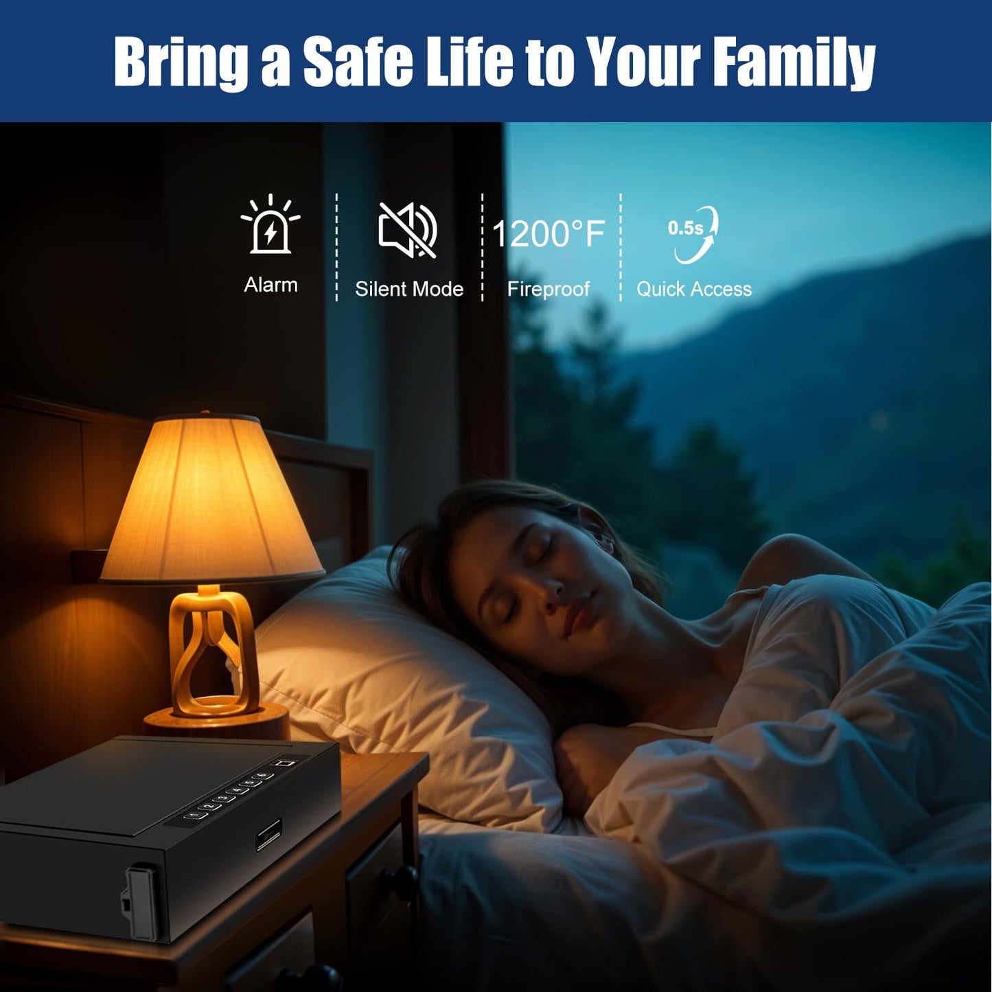 Upgraded Fireproof Biometric Gun Safe for Pistols, Heavy Duty Fingerprint Handgun Safety Device, Hand Gun Safe Firearm Lock Box for Home Bedside Nightstand