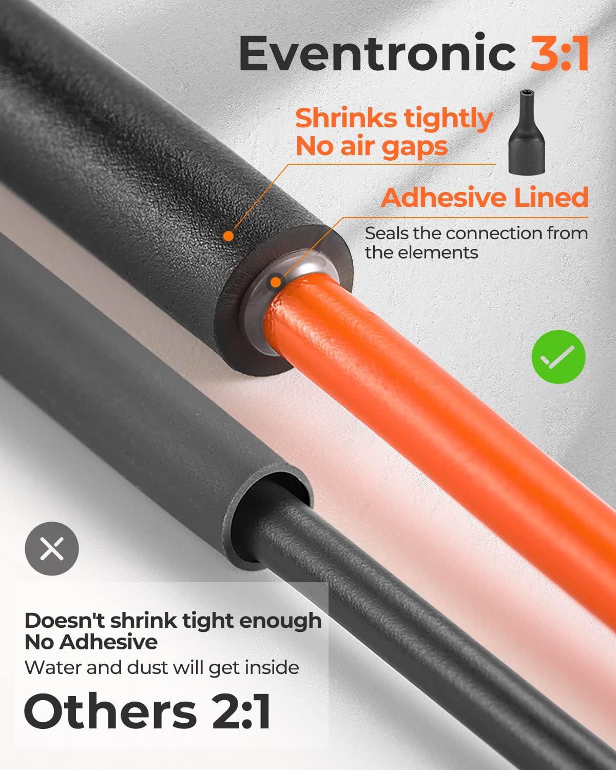 400 Pcs Heat Shrink Tubing Kit-3:1 Ratio Adhesive Lined,Marine Grade Shrink Wrap - Industrial Heat-Shrink Tubing - Black