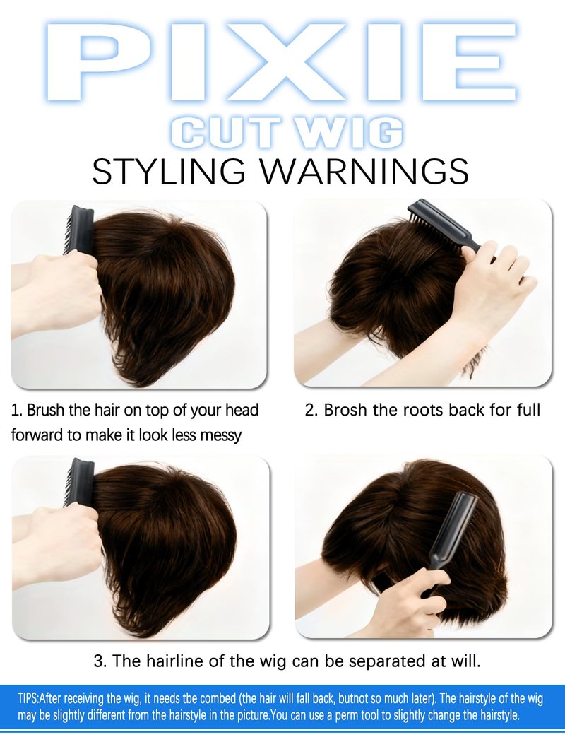 Realloves Pixie Cut Wig Human Hair Glueless Wear & Go Brazilian Virgin Remy Hair with Pre-Cut Bangs Short Wigs for Black Women, Full Machine Made Lightweight & Breathable Cap Chocolate Brown Color