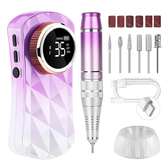 CozyZen Portable Professional Nail Drill, 35,000 RPM Rechargeable Electric Nail File, Cordless E-File Machine with Extended Battery Life, Lightweight Design for Manicure & Pedicure (Gradient Pink)