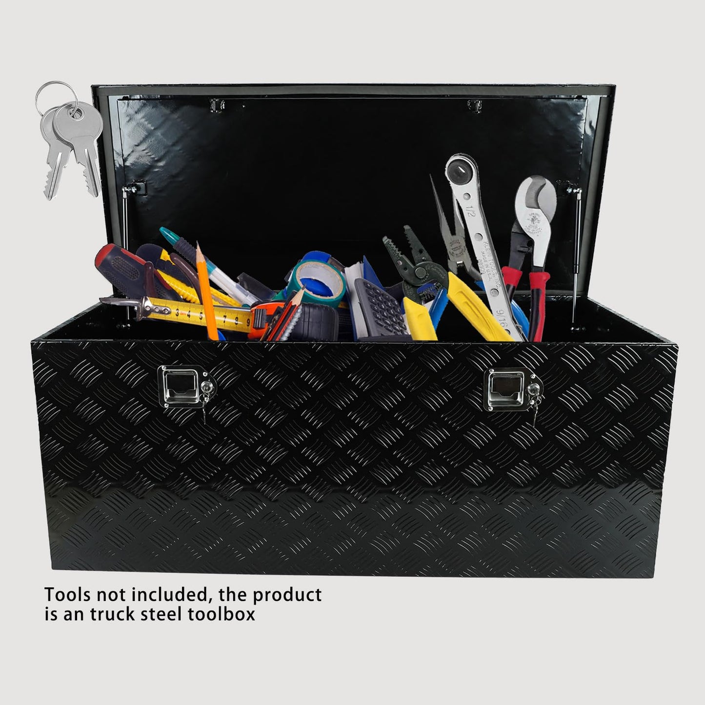 PRUNkuar 48 Inch Truck Tool Box Aluminum Heavy Duty Trailer Tool Box, Waterproof for Pick Up Truck Bed, RV Trailer with Keys 48"x 19.5"x 17.5" Black