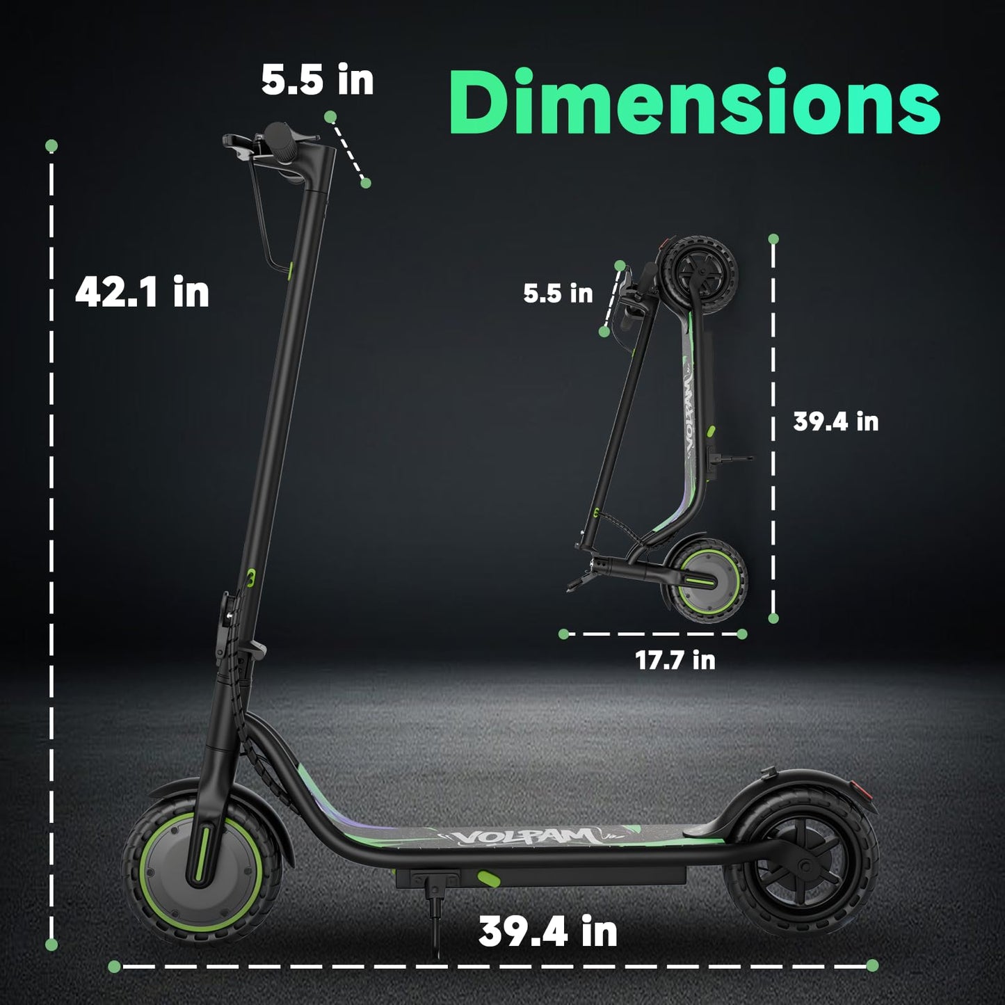 VOLPAM Electric Scooter Adult, 19 MPH & 15-21 Miles Range, 350W Motor, 8.5" Solid Tires, Lightwight Foldable E Scooter for Adults & Teens, with App Control, Curise Control, Dual Braking