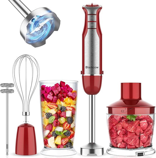 Immersion Blender Handheld 5 in 1, 800W 6 Speed Stick Blender ETL Certified, Stainless Steel BPA-Free with Chopper Whisk Frother for Soup Baby Food Smoothies