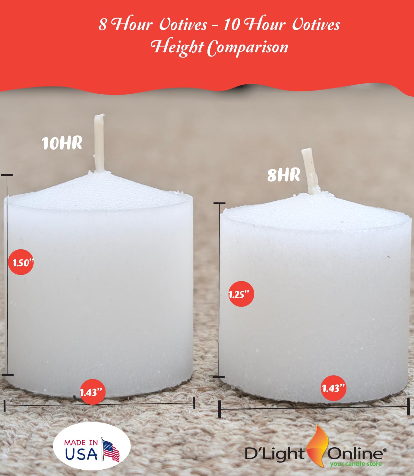 D'light Online Unscented Votive Candles - Bulk Small Candles for Synagogues, Churches, Baby Shower, Home Decoration, Restaurants and Weddings (White, 8 Hour - Set of 288)