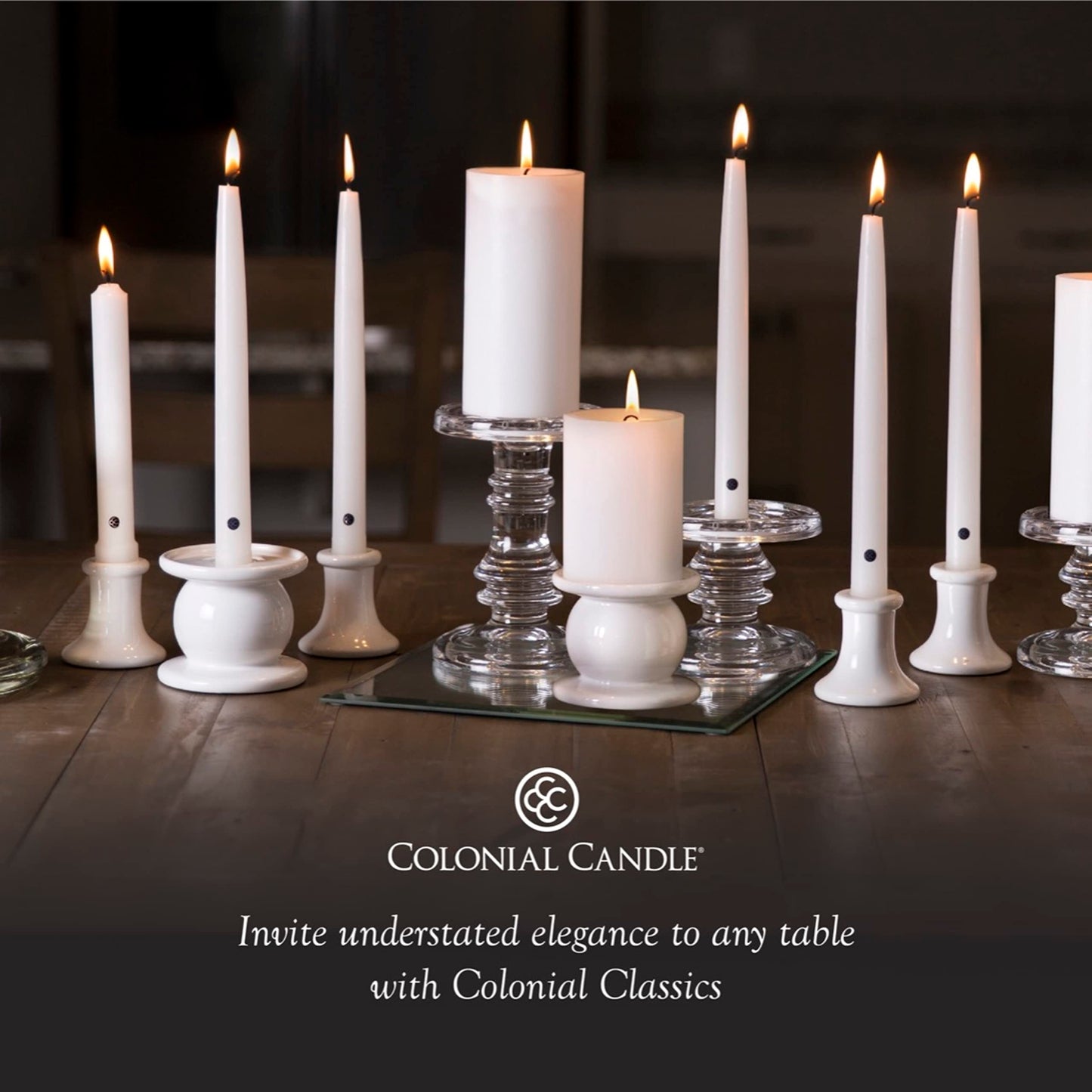 Colonial Candle Unscented Taper Candle, Classic Collection, Colonial Classic Green, 10 In, Pack of 12 - Up to 8 Hours Burn