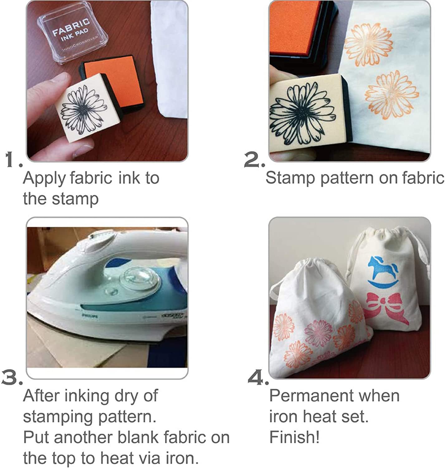 Stamp Pad, Fabric Ink Pad Stamps Set, 5 Colors Non-Toxic Pigment Ink Pad for Stamps, Rubber Stamps, Card Making Supplies, Wood, Fabric and Paper Surface. Stamps for Crafts (5 Pack)