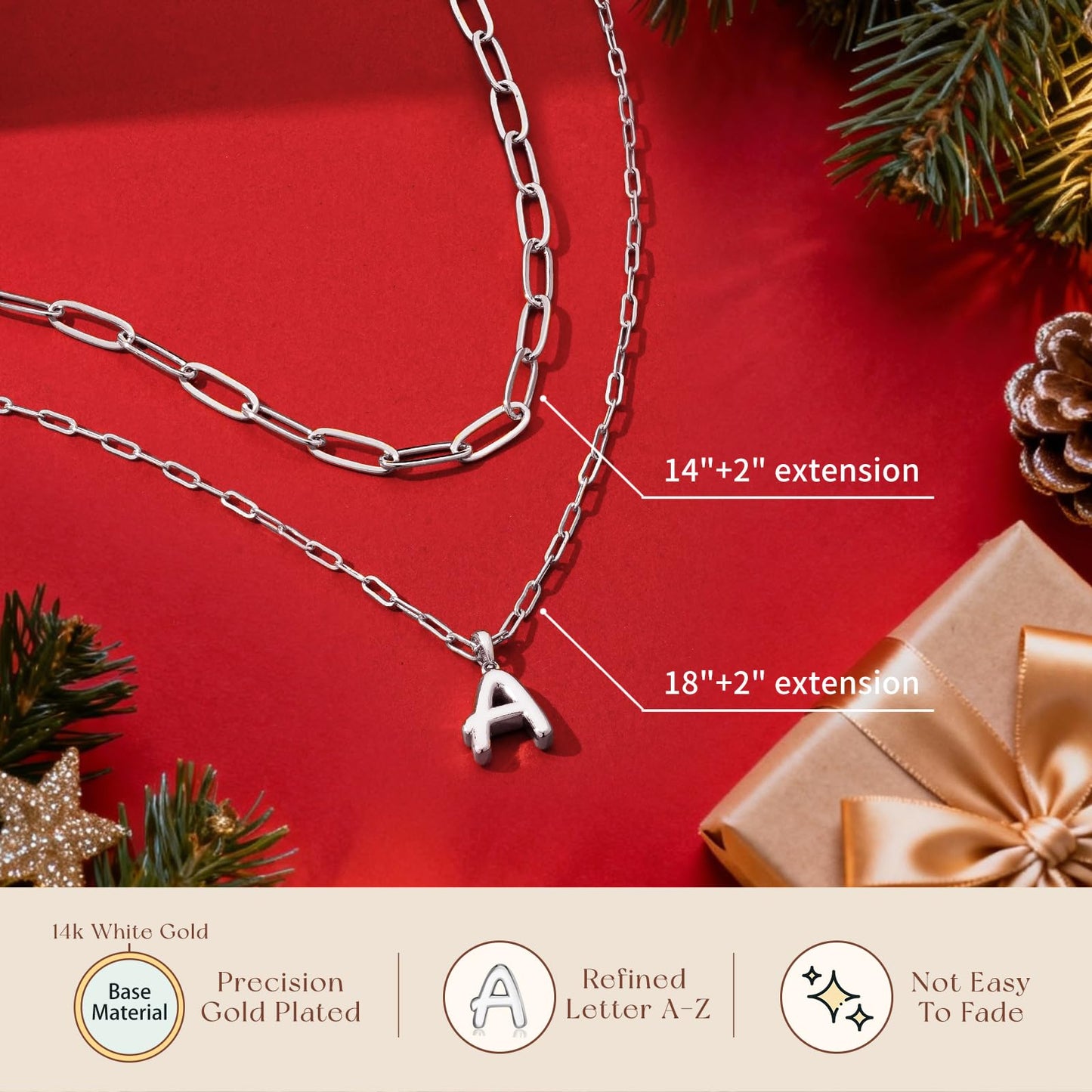 adoyi Silver Initial Necklace for Women 14k Gold Plated Layered Bubble Letter Necklaces Trendy Jewelry Chain Name X Pendant Necklace Stack Birthday Valentines Gifts