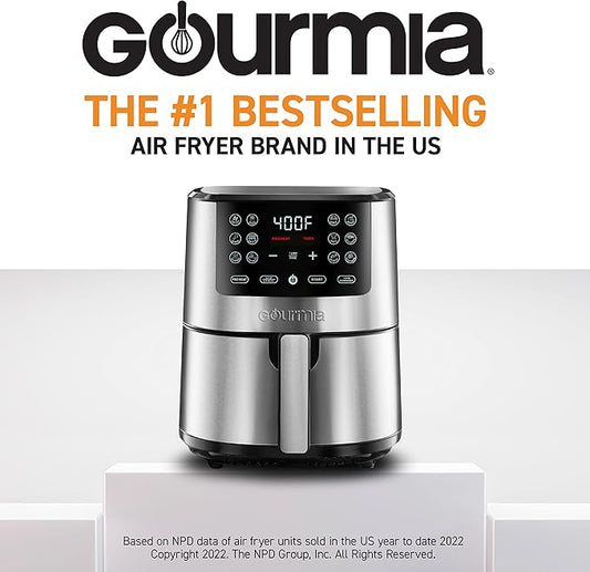Gourmia 4-Qt Digital Air Fryer with Guided Cooking, Easy Clean, Stainless Steel