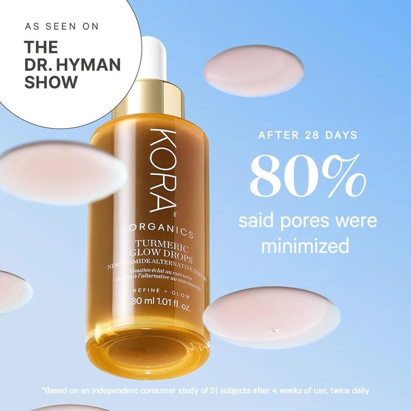 KORA Organics Turmeric Glow Drops - Hydrating Niacinamide Serum for Face | Improves Texture & Dark Spots, 0.34 fl oz