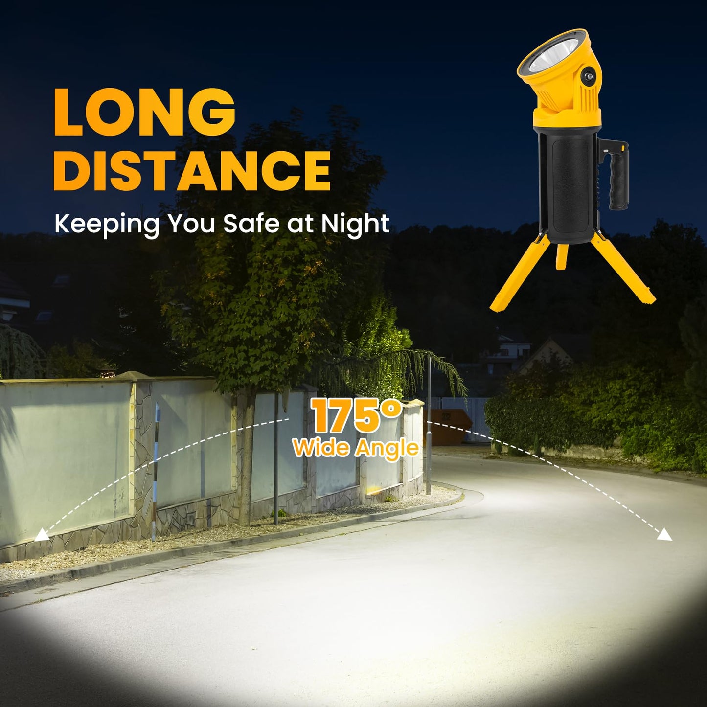 LETOUR Rechargeable Led Spotlight Flashlight with 90° Rotate Head Super Bright Spot Lights Outdoor Handheld, IPX6 Waterproof Flashlight for Emergencies