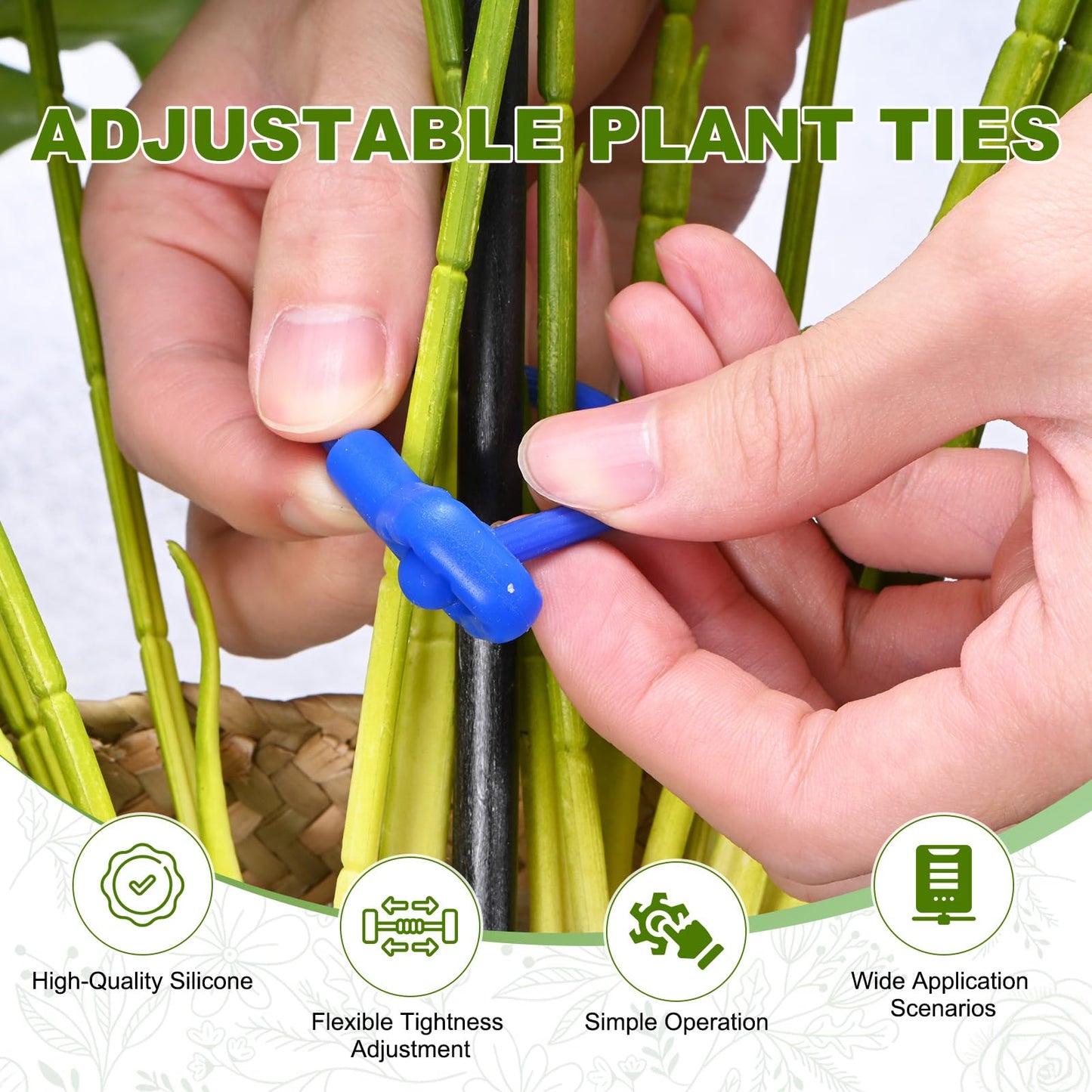M METERXITY 12-Pack Adjustable Plant Ties, 6inch/15.24cm Silicone Flexible Multi-Function Sturdy Garden Twist Tie for Plant Support/Tree/Shrub/Vine, Reusable Support Twine [Blue]