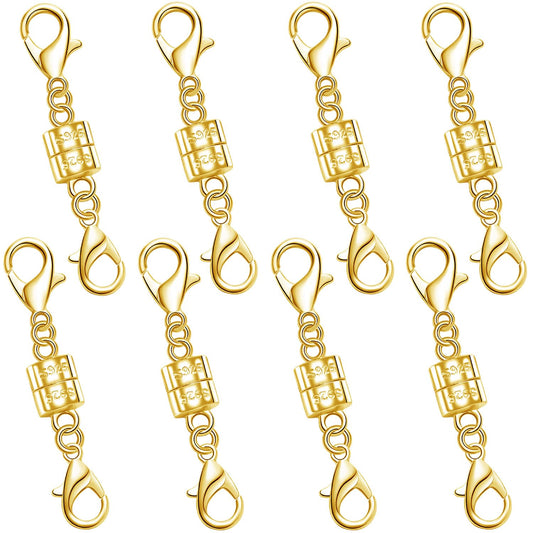 925 Silver Double Lobster Magnetic Necklace Clasps,Magnetic Jewelry Clasps for Necklaces Extender Bracelet Clasps and Closures (8golden)