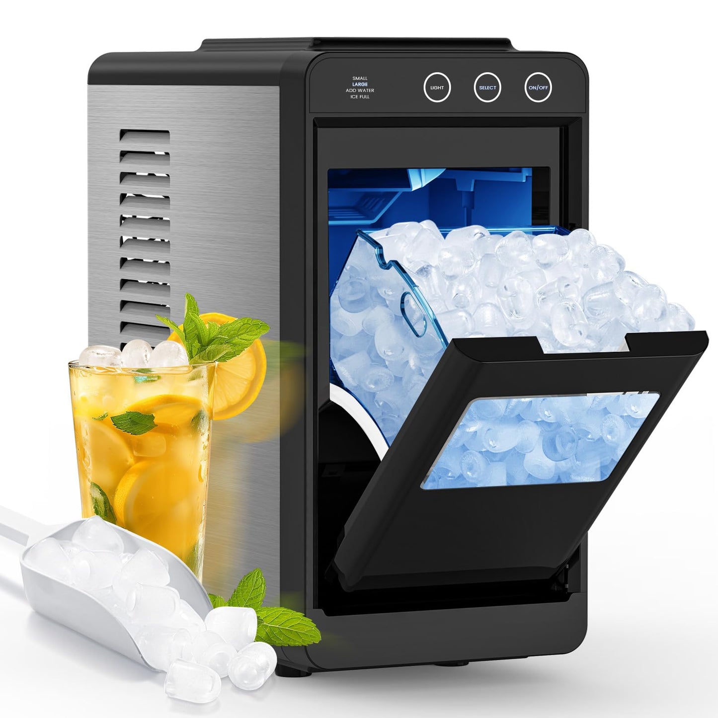 COWSAR Ice Maker Countertop, Portable Ice Machine with Self-Cleaning, 26 lbs/24Hrs, 8 Cubes in 6 Mins, Quiet Compact Commercial Ice Maker for Kitchen, RV, Camping