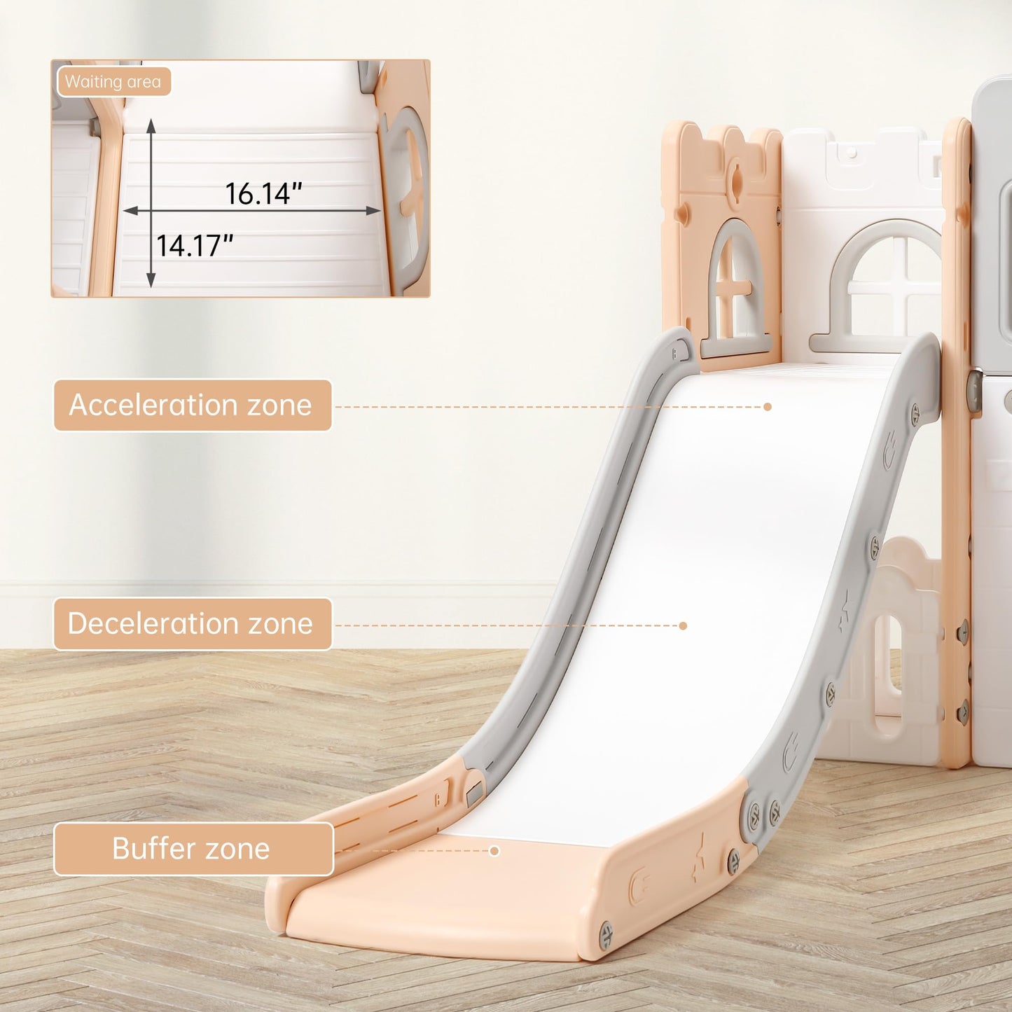 Toddler Slide 8 in 1 Toddler Playset for Toddlers Age 1-3, Baby Playset for Indoor Outdoor Playground with Climber, Crawling Tunnel, Basketball Hoop, Telescope, Toy Storage