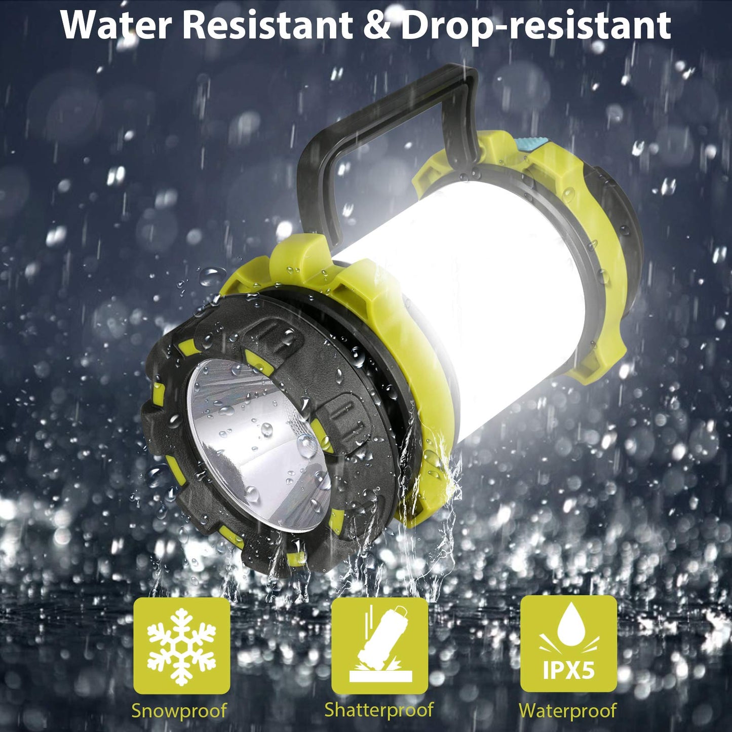 BOBKID 2 Pack Camping Lantern, Outdoor LED Camping Light, Rechargeable Flashlights with 1000LM, 6 Modes, IPX5 Waterproof Portable Emergency Camp Light for Hurricane Survival - Green