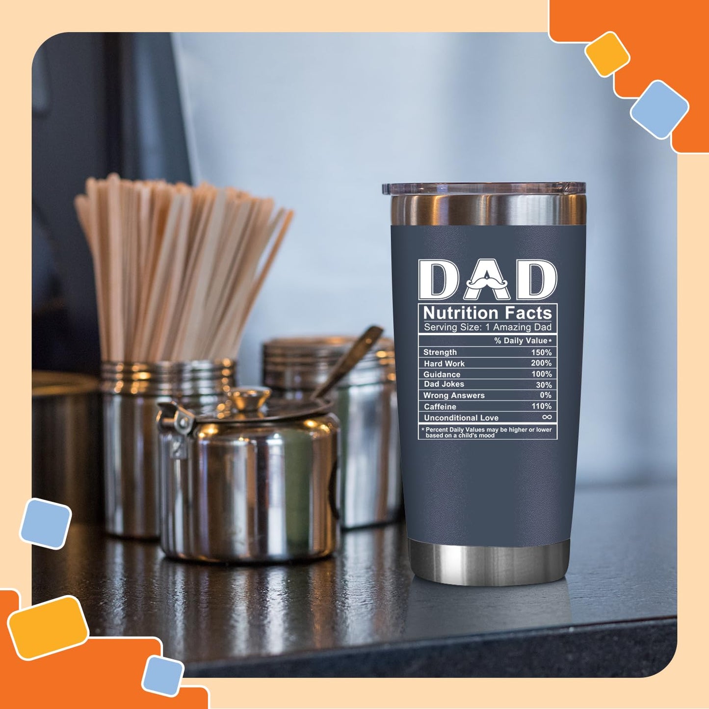 NewEleven Fathers Day Gift For Dad - Dad Birthday Gifts From Daughter, Son, Kids - Birthday Present Ideas For Father, New Papa, Bonus Father From Daughter, Son - 20 Oz Tumbler