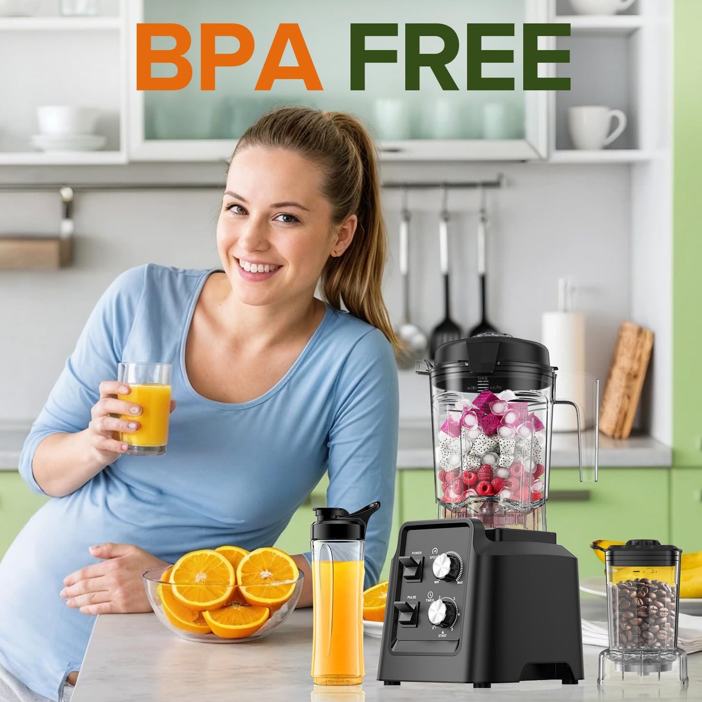 Blender for Smoothies, Professional Countertop Blenders with Self Cleaning, Ice Crush & Frozen Fruits, Dishwasher Safe Jar, 6 Blades for Silky Shakes and Drinks