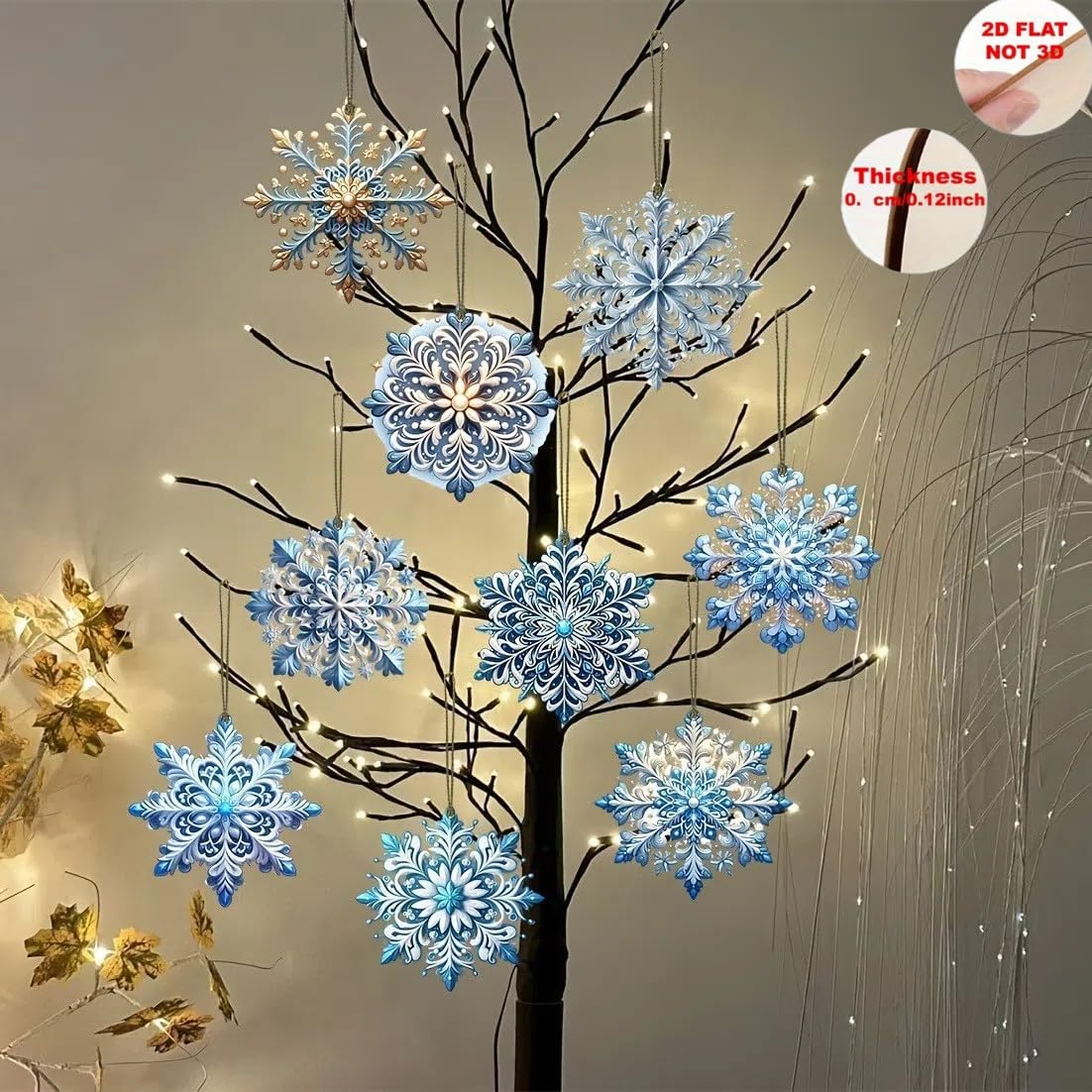 Shuanghao Double-Sided Wooden Ornaments for Christmas Tree - Wood 20Pcs Holiday Hanging Decor with String, Home Festive Decorations for Xmas, Halloween, Nativity
