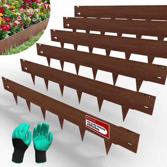 20ft (6-Pack) Cor-Ten Steel Landscape Edging â 40" x 8" Flexible Pre-Applied Rust Patina Garden Border