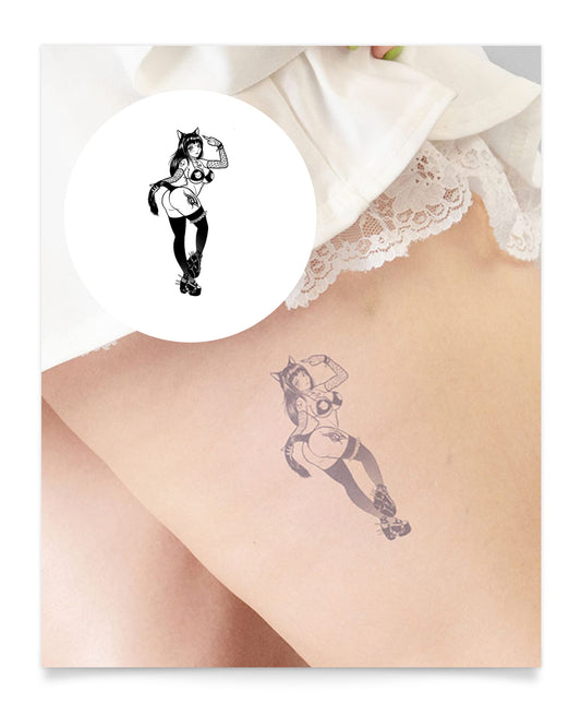 Inkbox Temporary Tattoos, Semi-Permanent Tattoo, One Premium Easy Long Lasting, Water-Resistant Temp Tattoo with For Now Ink - Lasts 1-2 Weeks, Kitty, 4 x 4 in