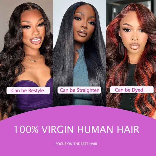 HEREAL 2x6 HD Lace Closure with Bundles 16 18 20 +14 Inch Body Wave 3 Bundles with Closure Human Hair Unprocessed Brazilian Virgin Human Hair Natural Color