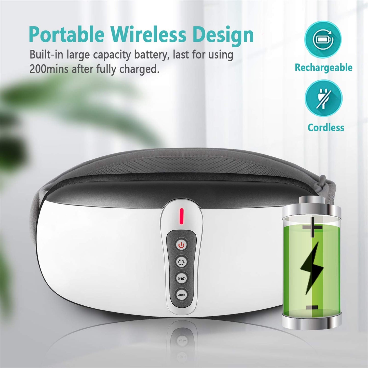rilassa Wireless Slimming Belt, Abdominal Massager Portable Weight Loss Machine with 4 Vibration Massage Modes, Heating, Improve Blood Flow