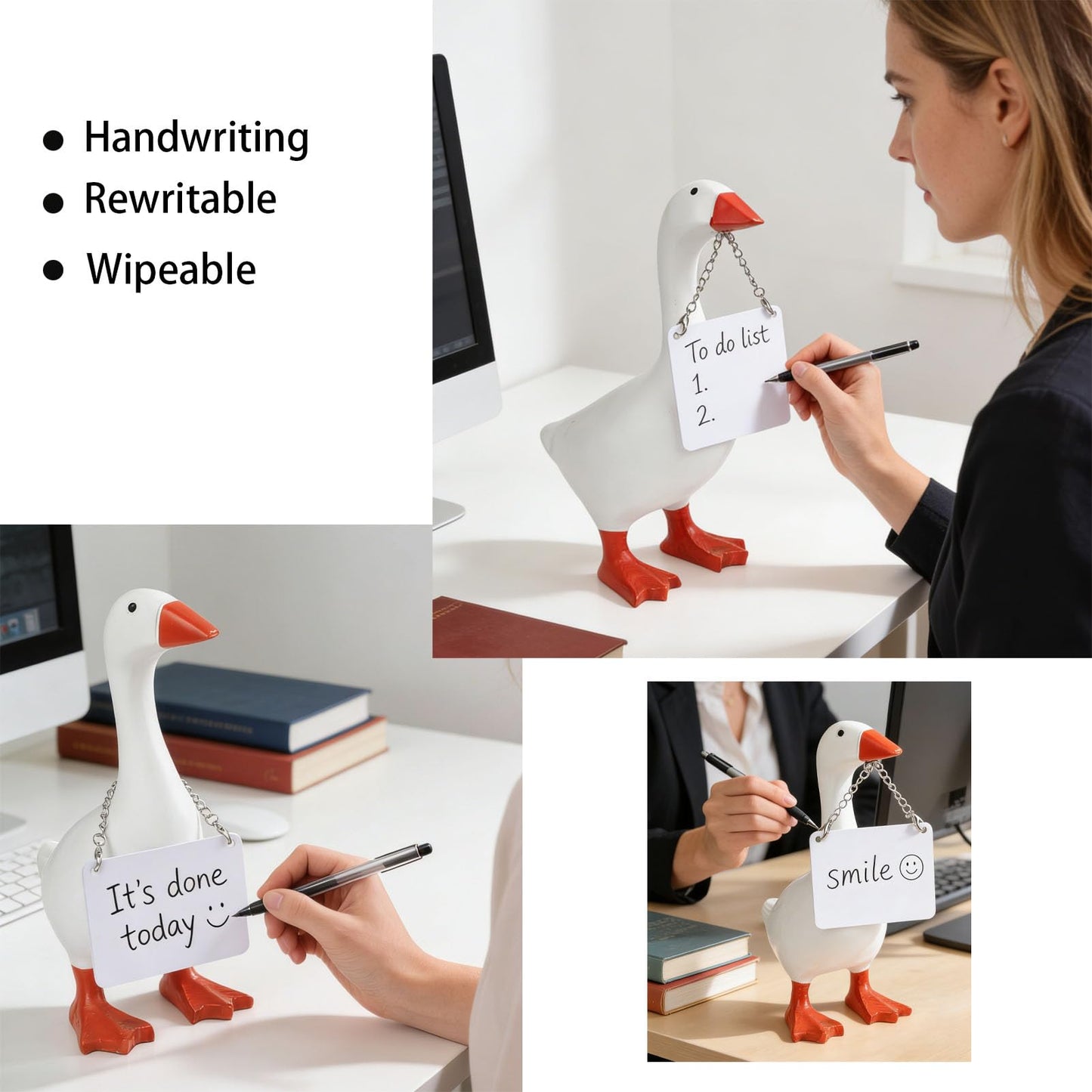 Magnetic Desk Goose Key Holder 7 Inch, Emotional Support Desktop Mini Goose Resin Statue, Cute Home Decor, Office Table Desk Duck Sculpture, Bedroom Decor Housewarming Gift for Friends and Family