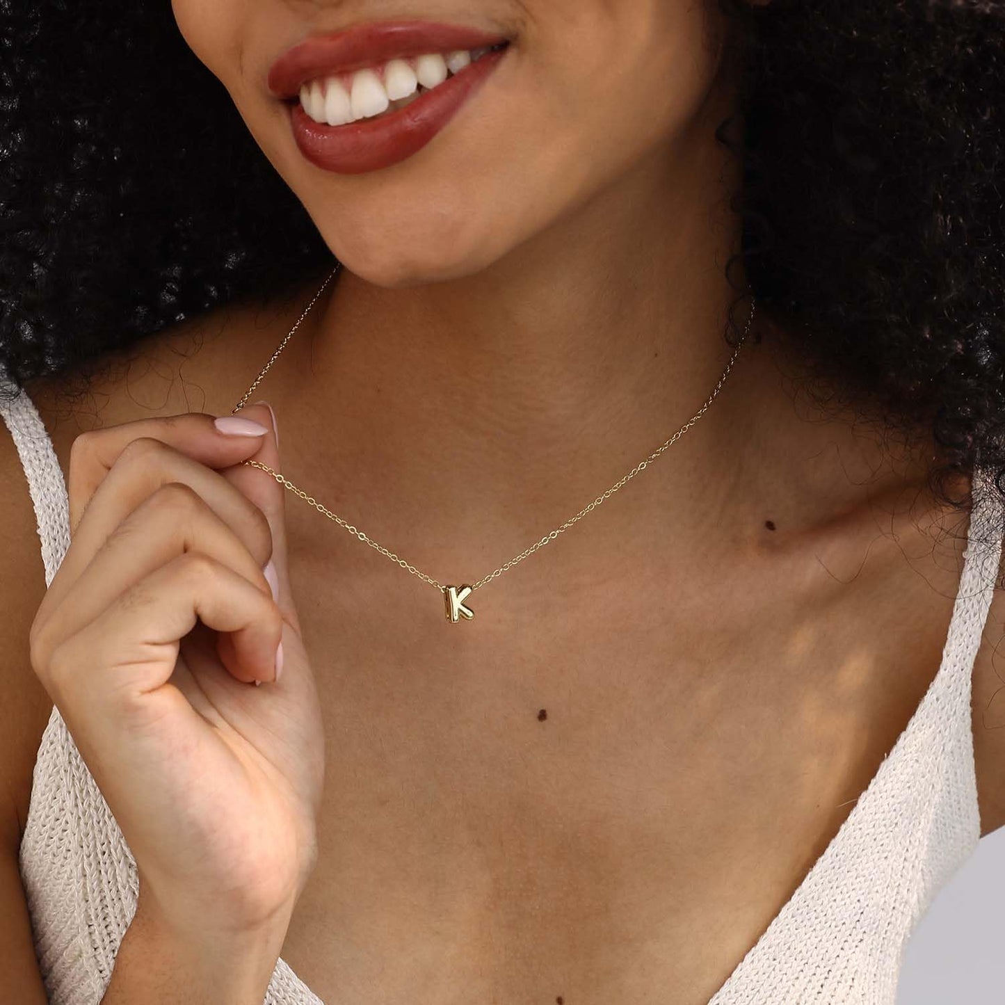 CUEZIY 14K Gold Plated Bubble Letter Necklace Initial Necklaces for Women Dainty Personalized Charm Pendant Name Necklace Cute Non Tarnish Fashion Accessories Teen Gift Trendy Stuff Jewelry Gifts