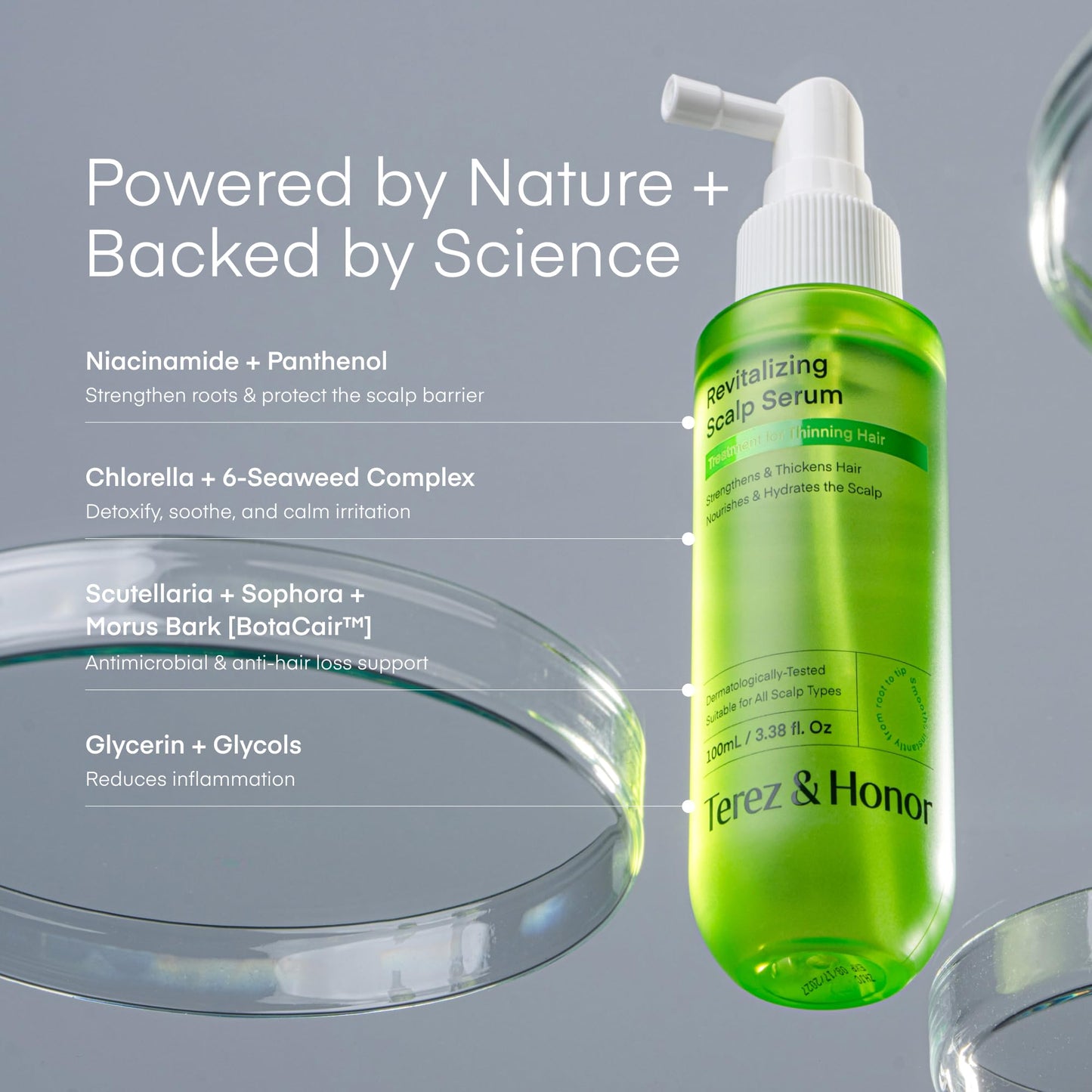 Scalp Serum for Hair Growth Spray - Korean Vegan Treatment for Hair Loss, Thinning & Itchy Scalp, Dermatologically-Tested, Lightweight Exfoliates Dandruff, Strengthen Roots for Men & Women - 2 Pack