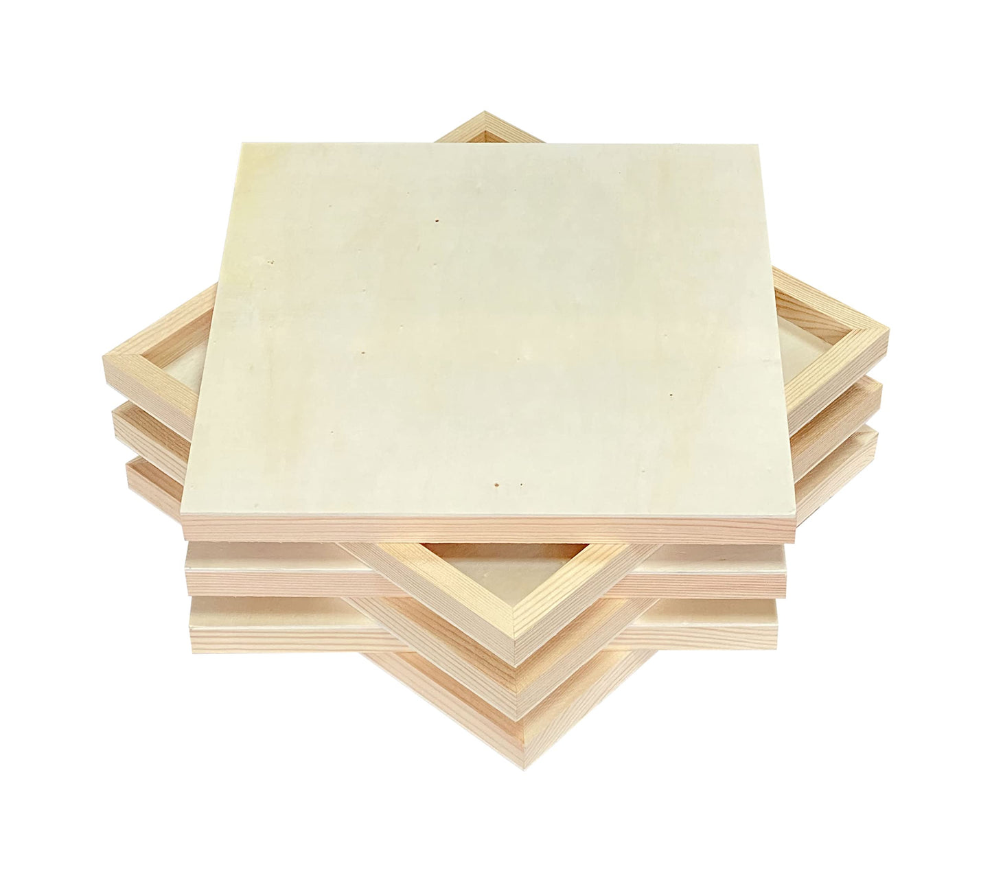 Wood Art Panels 12x12 Unfinished Wooden Canvas Panels 6-Pack Wood Frame for Oil Pouring Acrylics Painting Crafts