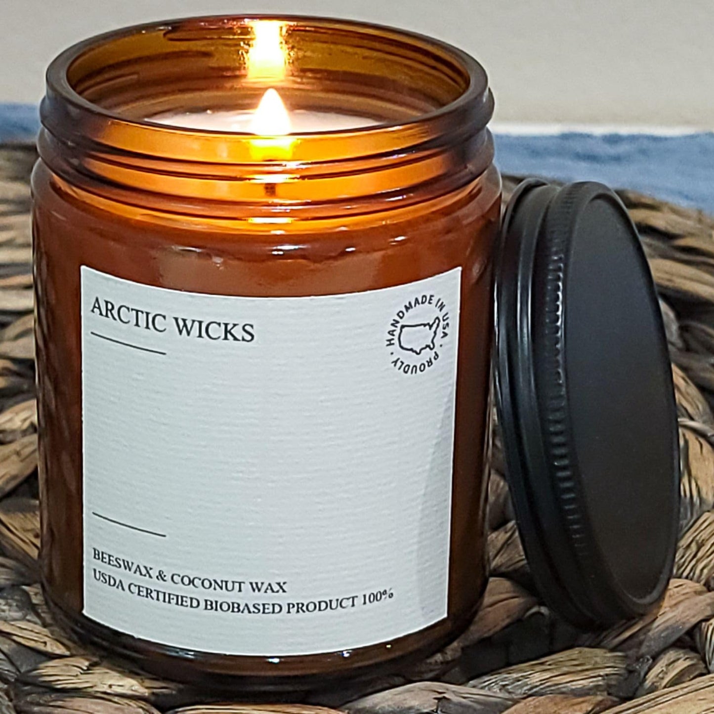 Arctic Wicks Scented Coconut Beeswax Candles | Coconut Beeswax Non Toxic Candle 9oz Amber | Farmhouse Candles Non-Toxic Clean Burn 100% USDA Certified Biobased (Sea Salt & Orchid)