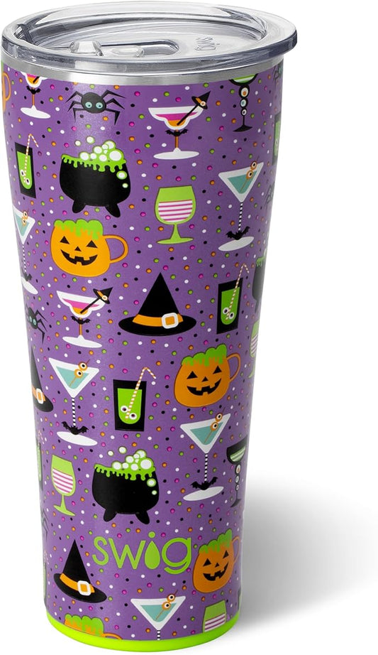 Swig Life 32oz Insulated Tumbler, Travel Coffee Tumbler with Lid, Cup Holder Friendly Travel Coffee Mug, Stainless Steel with Lid (Witches Brew)