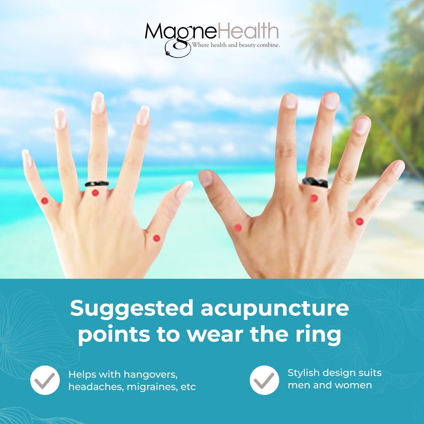 MAGNEHEALTH Holiday Hangover Hematite Ring, Elegant Magnetic Hematite Ring as Jewelry for Men and Women (Size 10)