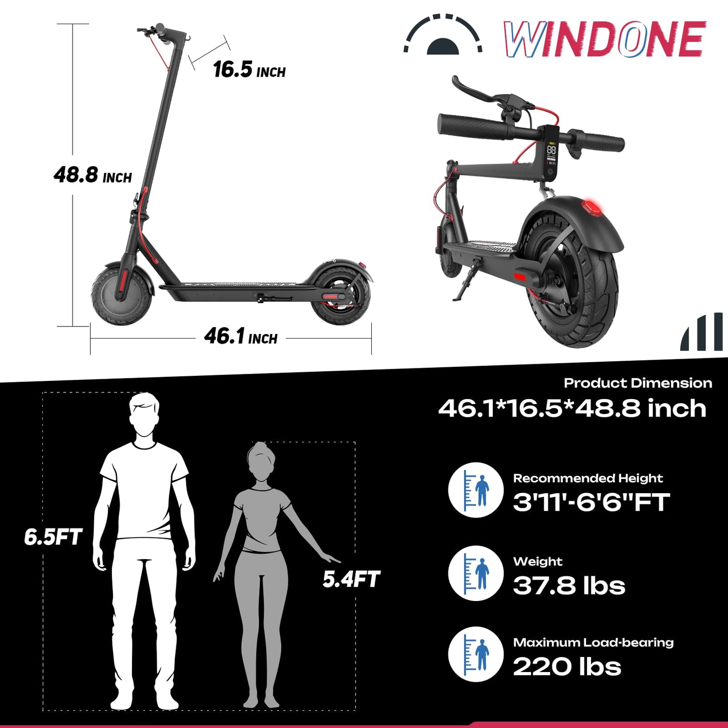 Windone Electric Scooter for Adults – 19MPH, 17-Mile Range, 430W Peak Motor, Foldable Commuter E-Scooter with 10" Shock-Absorbing Tires & Dual Braking System (UL 2272 Certified)