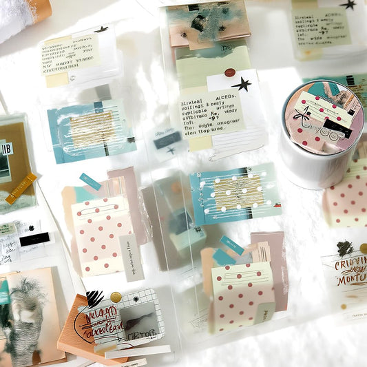 Abstract Art Die Cut PET Tape Stickers For Journaling Vintage Aesthetic Scrapbook Stickers Freedom is The Wilderness Theme Collage Decorative PET Sticker Rolls For Scrapbooking Junk Journal Supplies