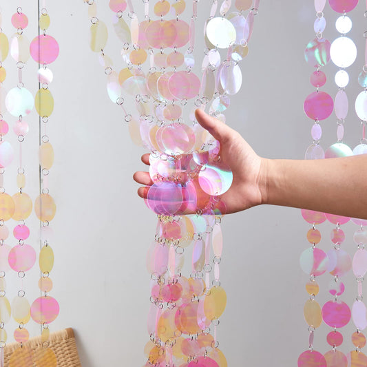 20Pcs Sequin Beaded Curtain Doorway Beads Curtain Pink Room Decorations Easy Installation Used for Bedroom Closet Door Stage Festivals Wedding Christmas Supplies